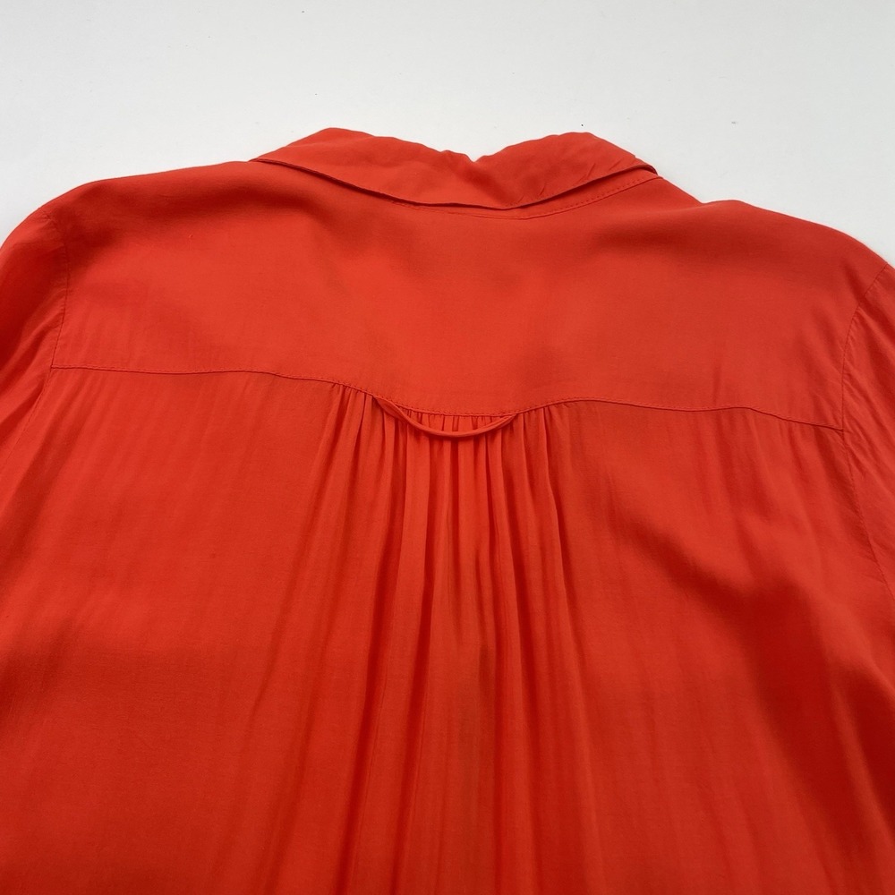 Maeve Anthropologie Women Shirt Small Flutter Sleeve Down In Sicilian Orange - Picture 9 of 13